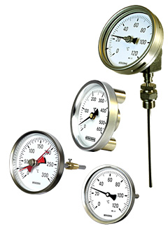 Bimetallthermometer in verschiedenen Ausführungen